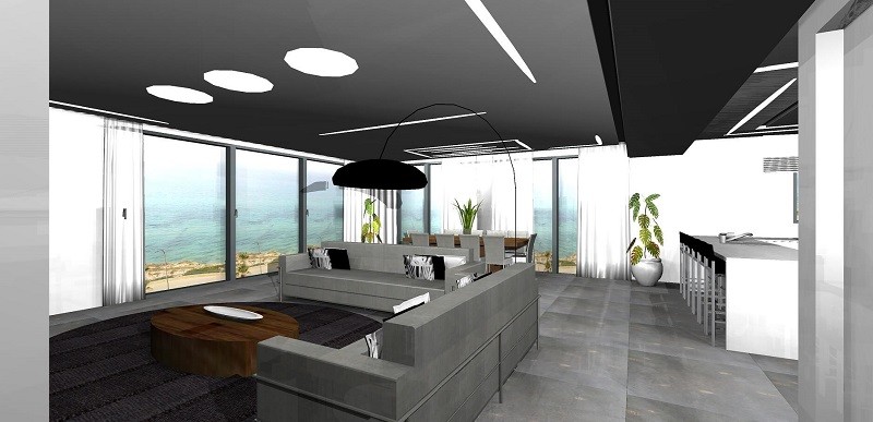 הדמיה תלת מימד לסלון ולמטבח